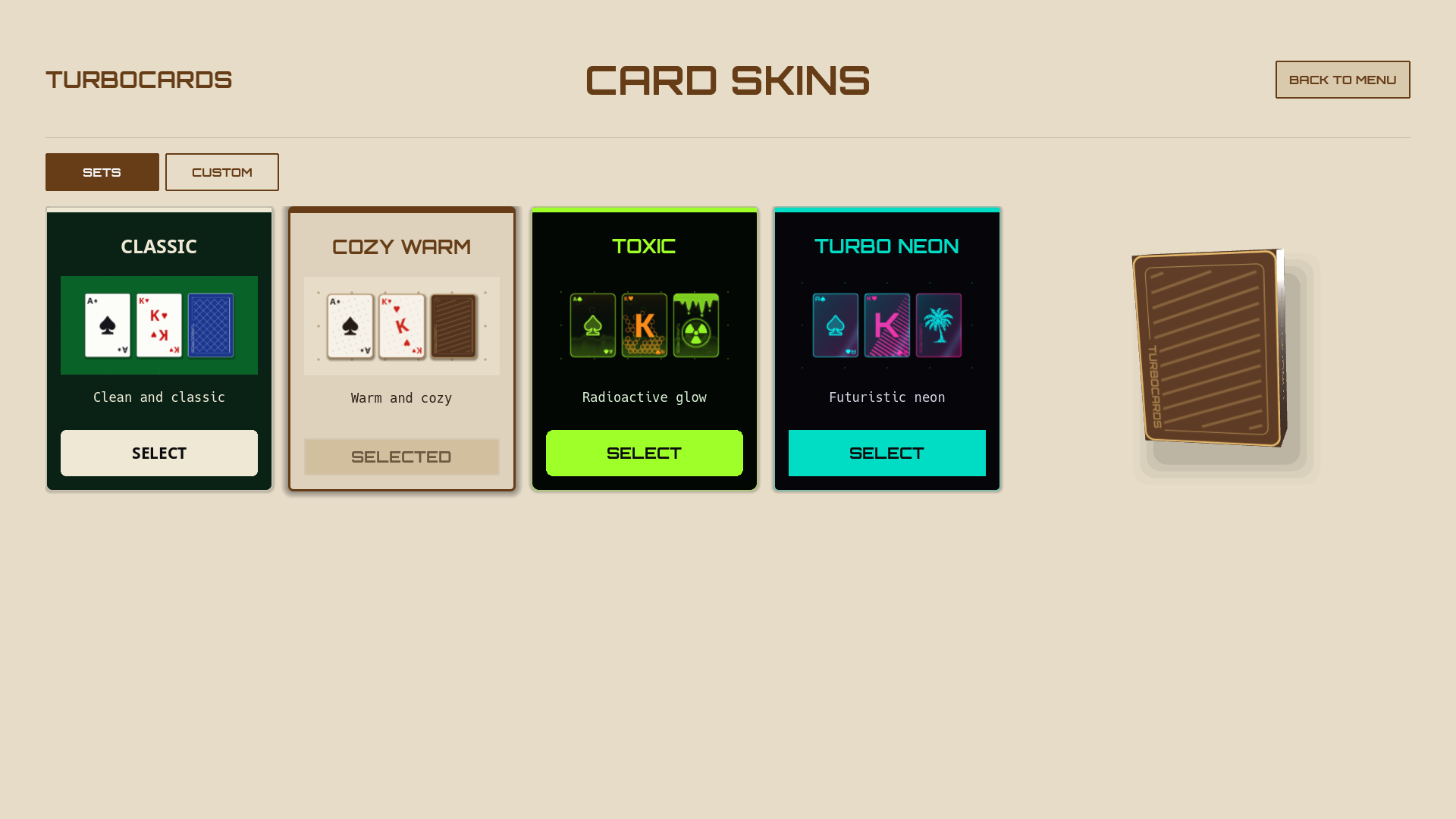 Card and table skins